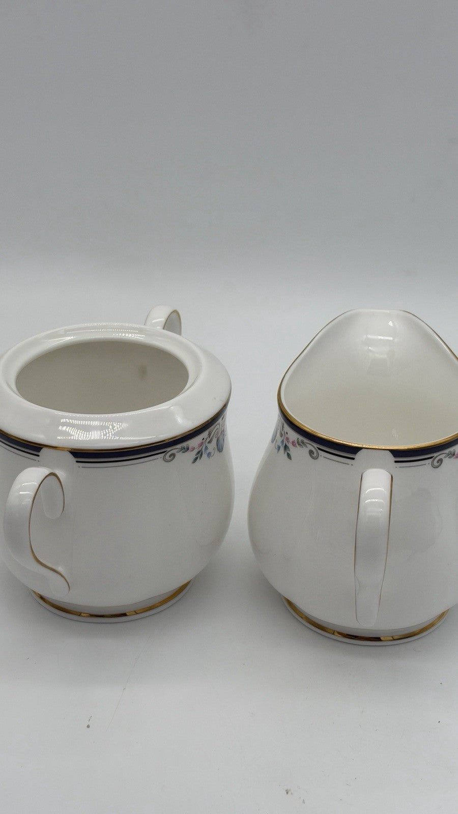 Rare Lenox porcelain USA Sabrina pattern sugar & creamer bowl set