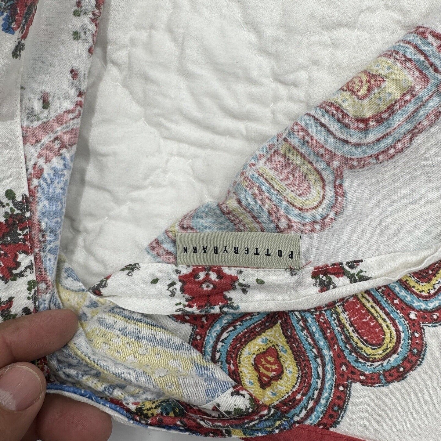 Pottery Barn Euro Shams 26in x 26in Cotton Red Trim Quilted 2 Pieces Bedding