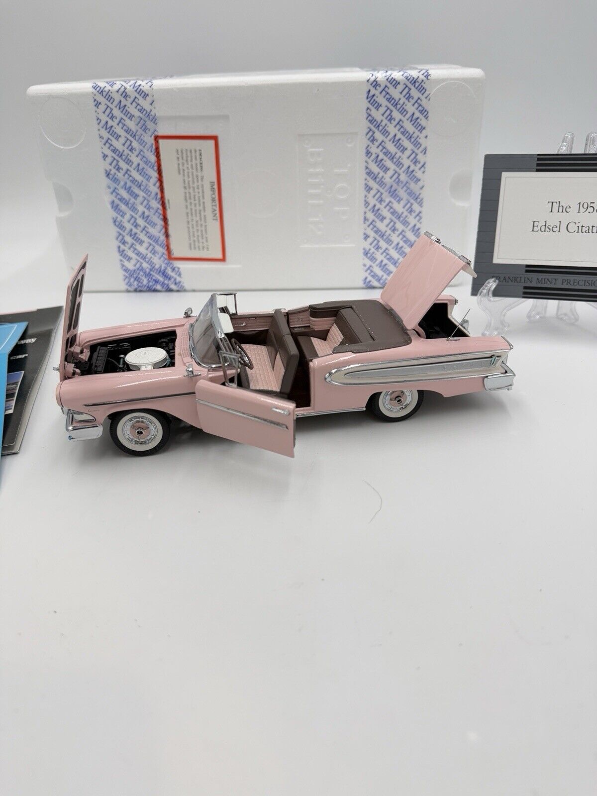 Franklin mint 1958 Ford Edsel Citation convertible 1:24 scale diecast Pink New