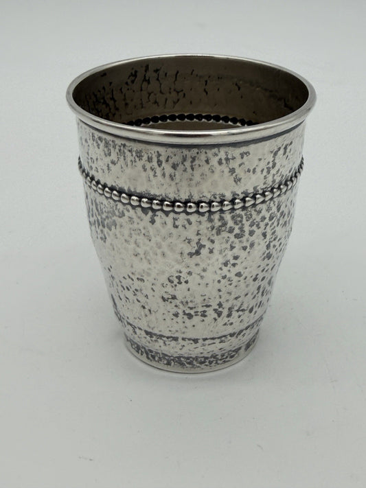 Antique Sterling Silver Hammered sterling silver Kiddush cup 3.5”H