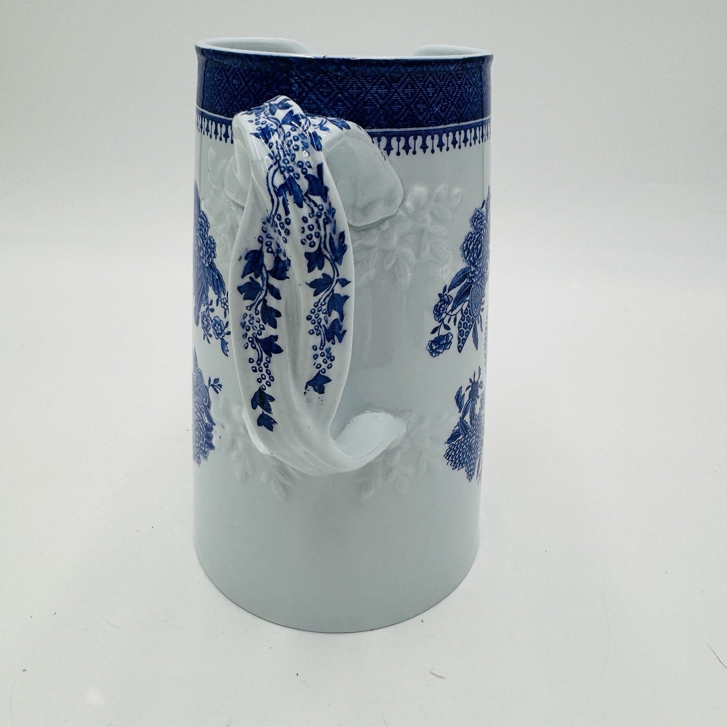 Spode Copeland Fitzhugh Blue Pitcher Milk Jug England Fine Stone 6 1/2in