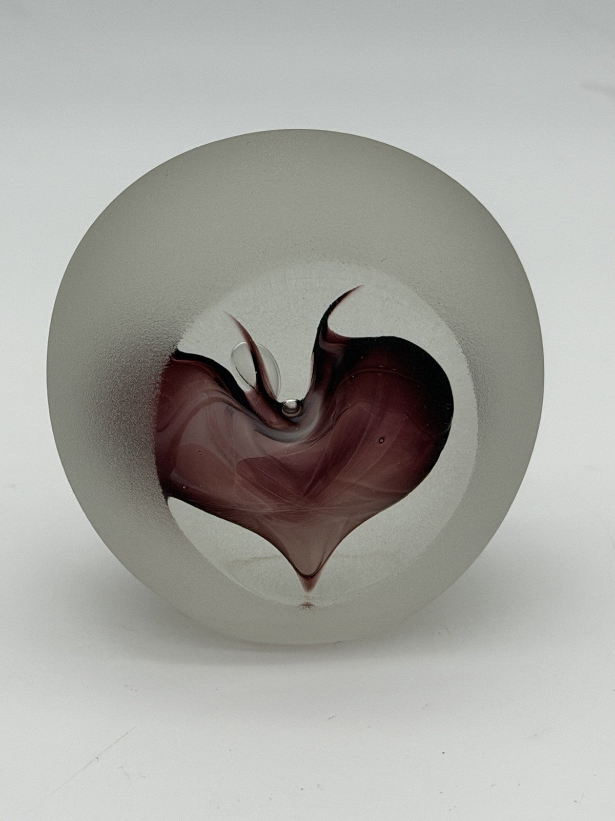 Neil Duman Art Glass Paperweight Purple Heart Virginia Studio Frosted 90’ Rare 3
