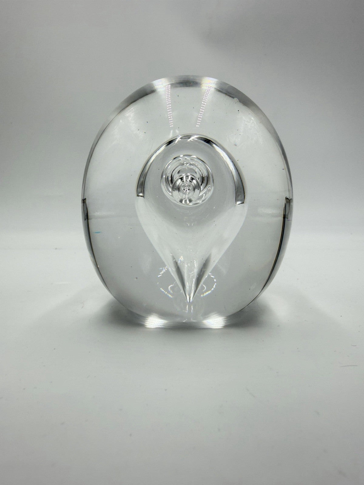 Vintage Åhus Ahus Sweden Art Glass Abstract 1993 Clear Paperweight 3.5”