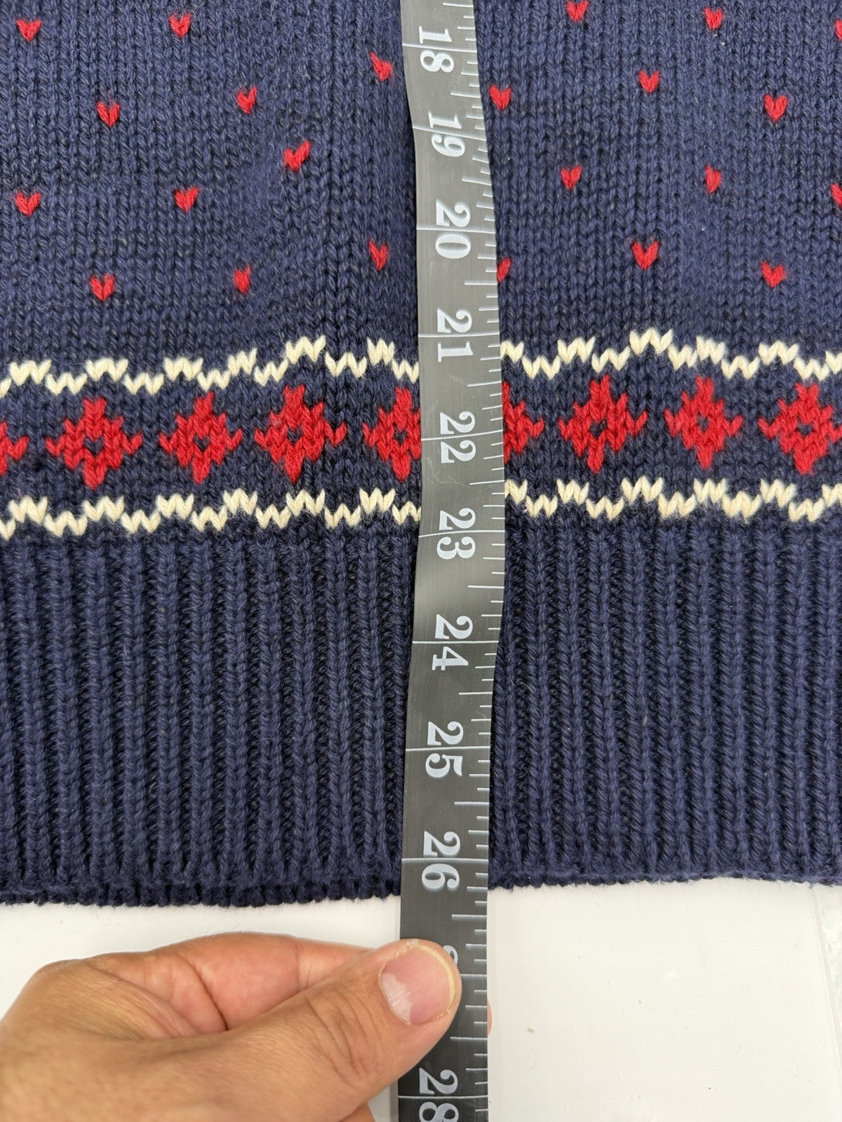 vintage Polo Ralph Lauren Moose Pattern Christmas Sweater sz S Blue Red