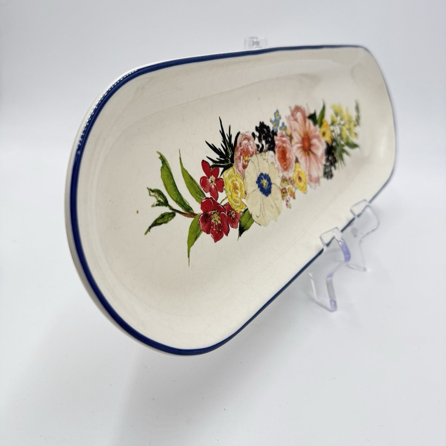 Pottery Barn Rimsk Platter Floral Oval Stoneware Spring