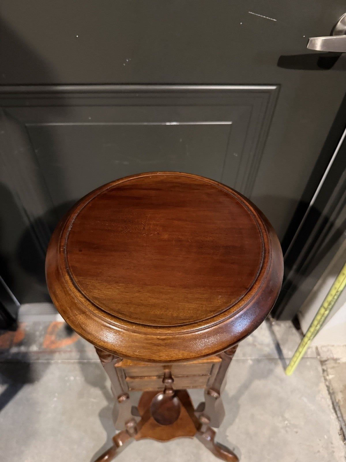 Victorian Mahogany Two Drawer Barley Twist Pedestal Plant Stand Wood Table 34”H