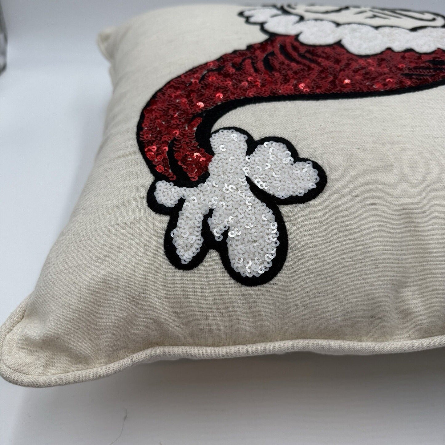 Pottery Barn Dr Seuss THE GRINCH Christmas Sequined Pillow 18x18”