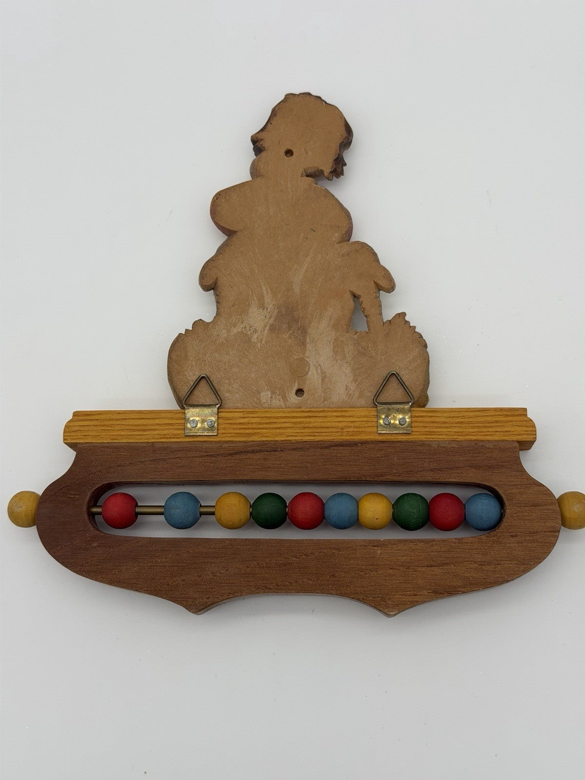ANRI Ferrandiz Italy wood carving nursery wall decor child w/ lambs abacus