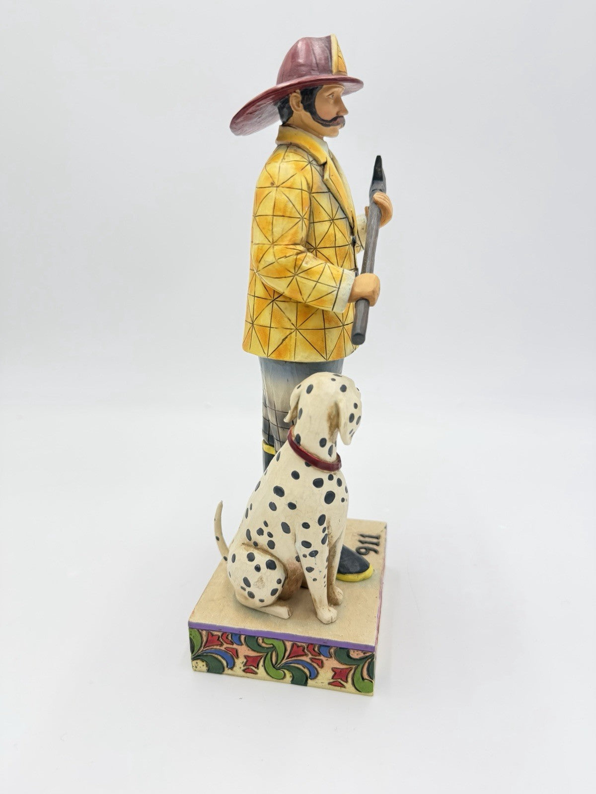 Jim Shore Heartwood Creek Fireman Firefighter w/Dalmatian Dog  2006 Figurine 10”