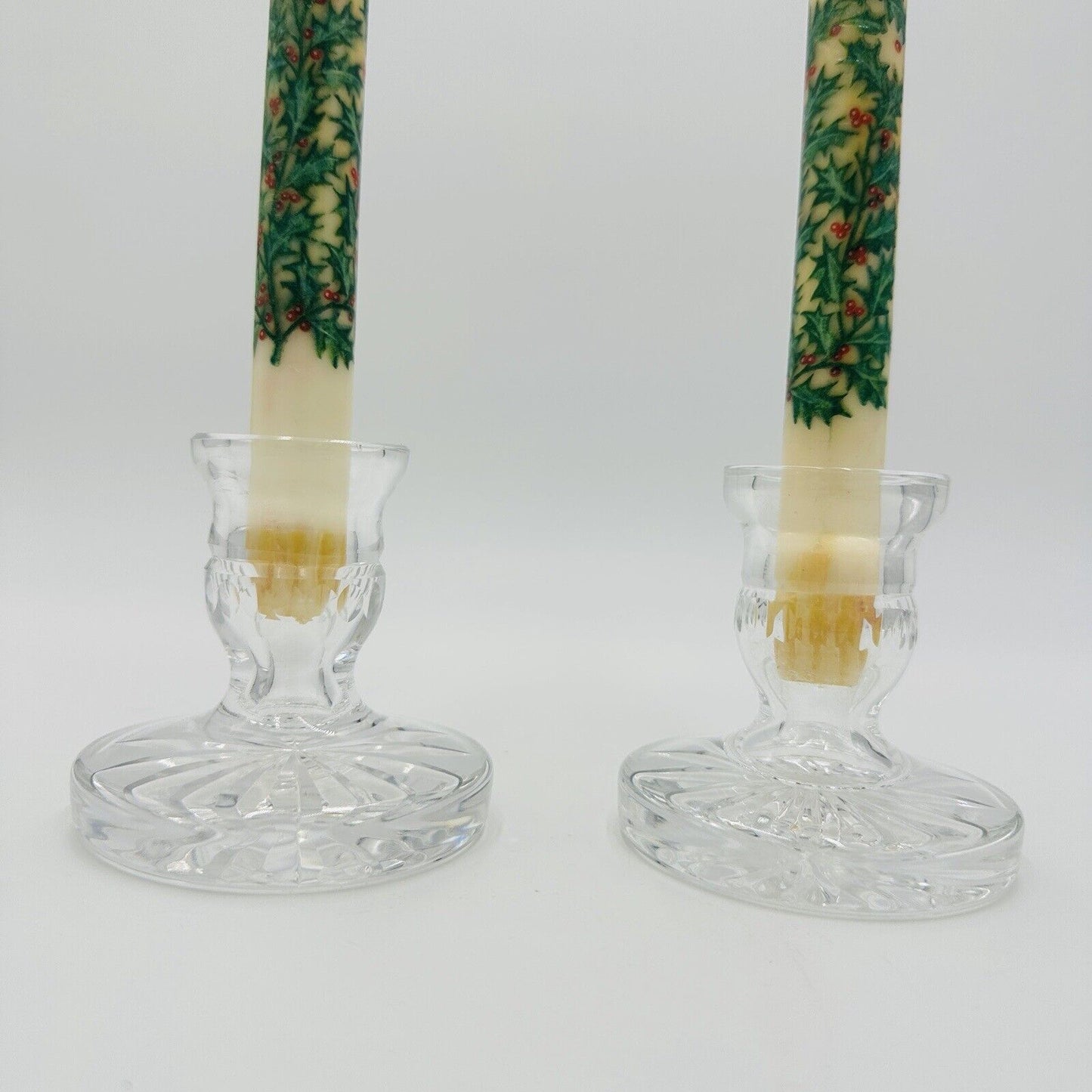 Waterford Candlesticks Blarney Crystal Pair 3.5inW × 3.5inD × 4inH Vintage