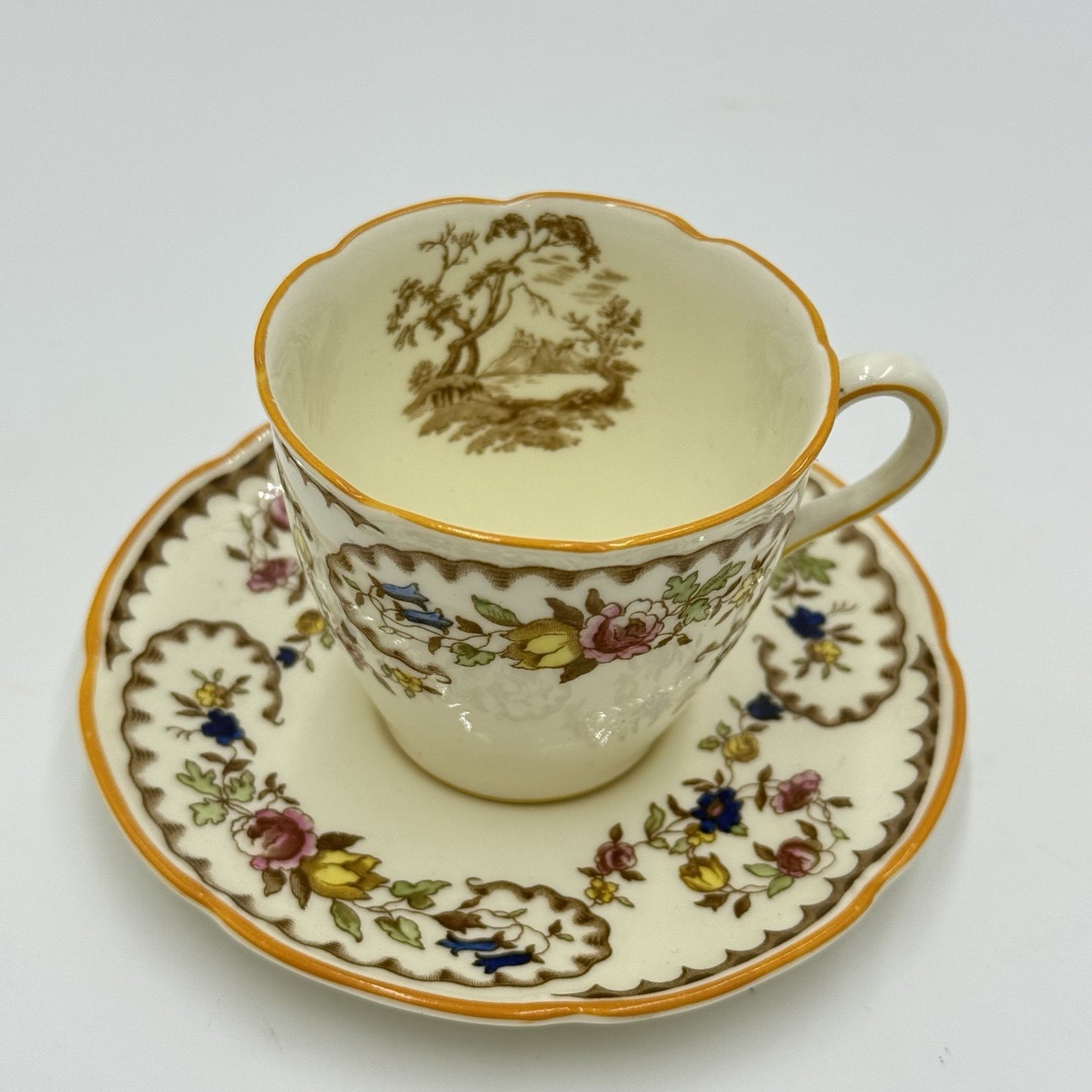 Royal Doulton England The BEAUFORT DEMITASSE 1930 Tea Cup & Saucer Porcelain