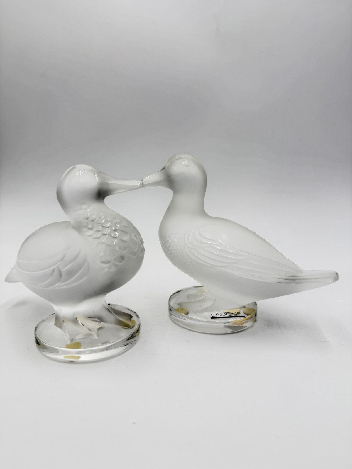 Lalique Paris France Crystal Duck Canard 2 Figurines 11657 & 11659 Vintage Pair