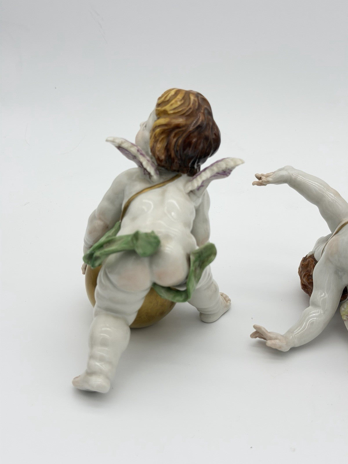 1940’s Algora Spain Porcelain Art Nouveau Playful Cherub Angels Figurines Gold