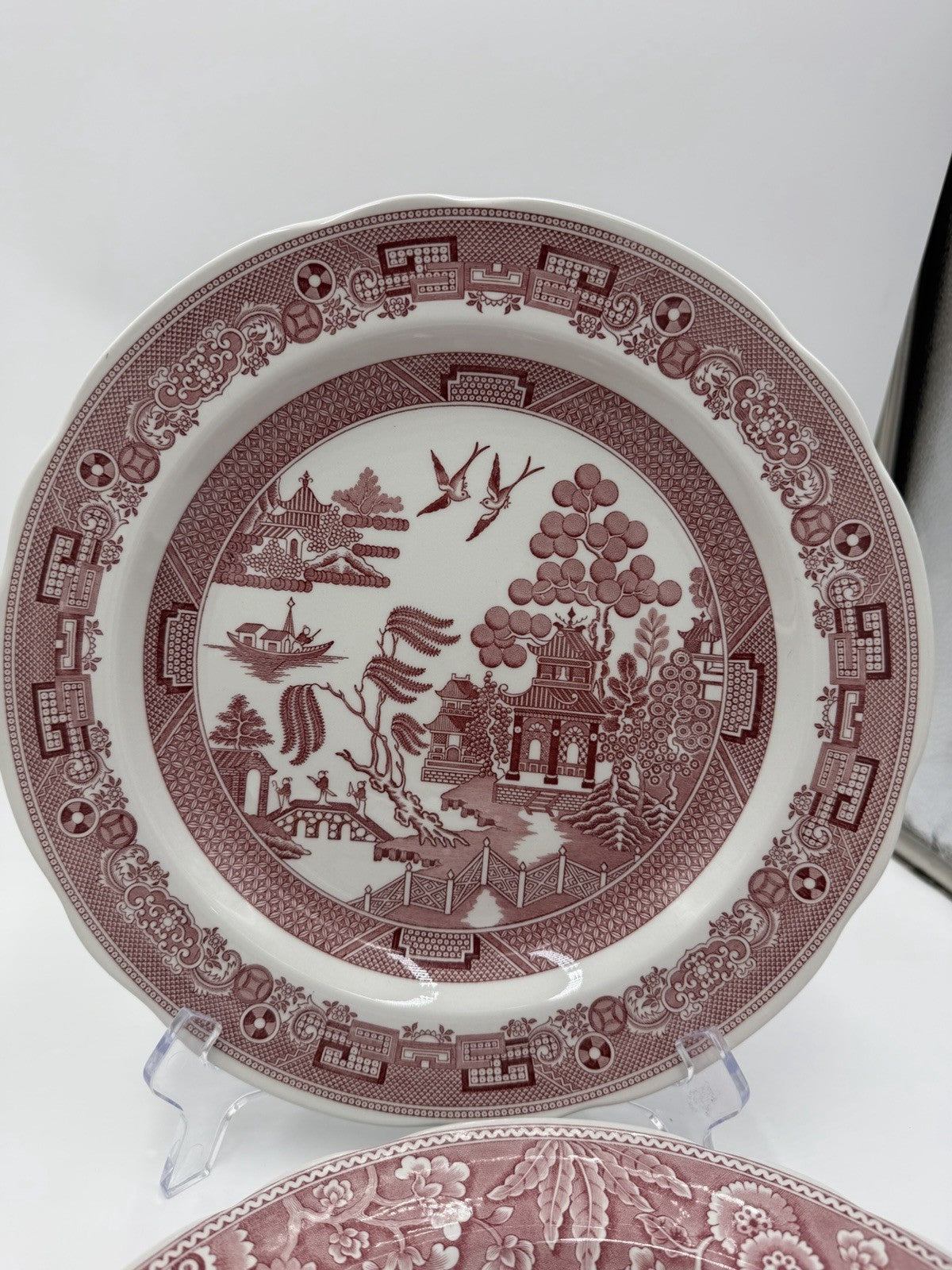 4 Spode England Porcelain Archive Collection  Plates Georgian Series Red 10.5in