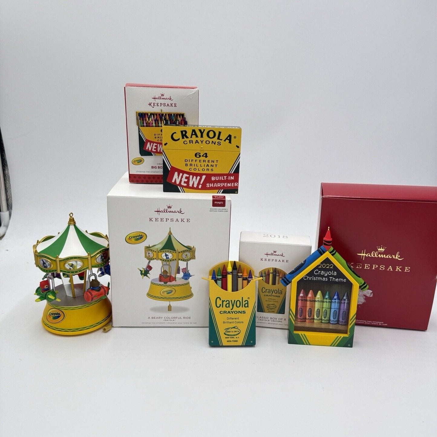 Hallmark Keepsake Crayola Crayons Christmas Ornaments Set 4 PCs 2013,2018,2022