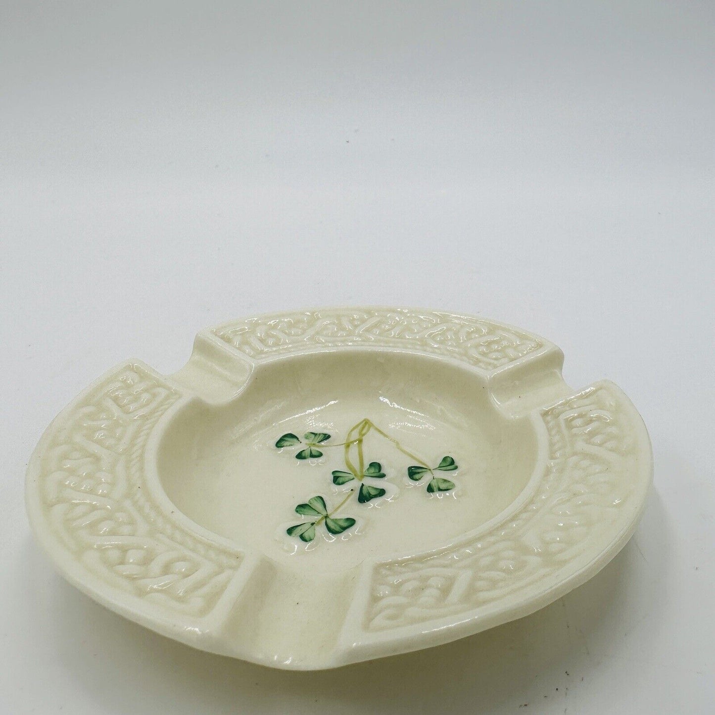 Belleek Ashtray Shamrocks 6th mark 1965 -1980 Ireland Small Vintage Porcelain