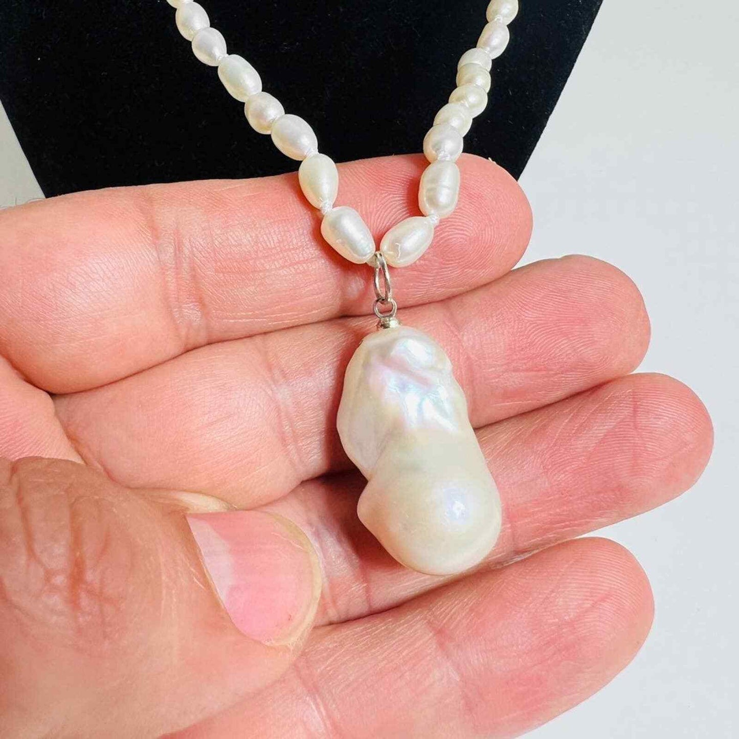 Baroque Jewelry Pearl Pendant Freshwater Pearl Necklace Natural M&M 24in long