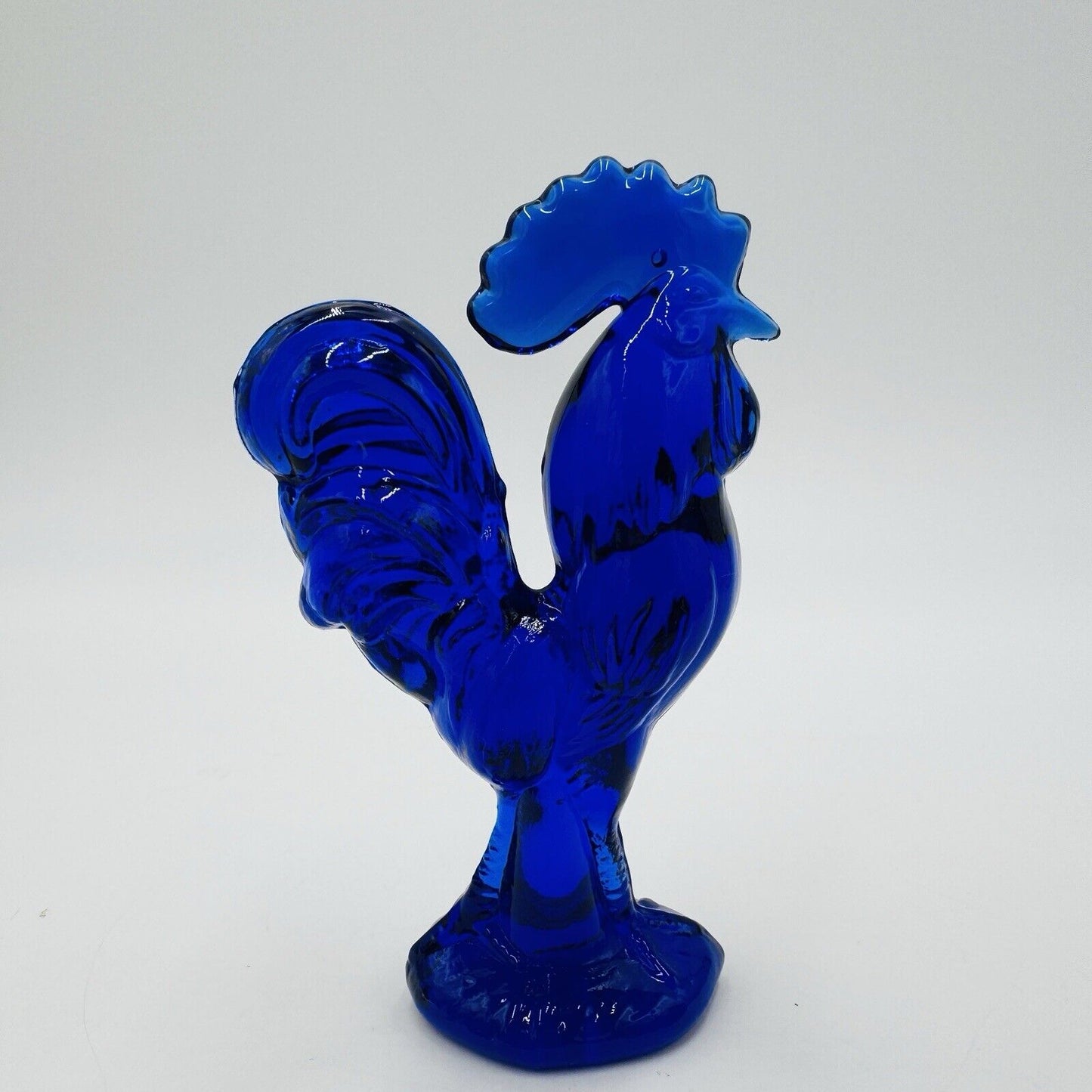 Westmoreland Art Glass Cobalt Blue Rooster Figurine 4” Vintage MCM