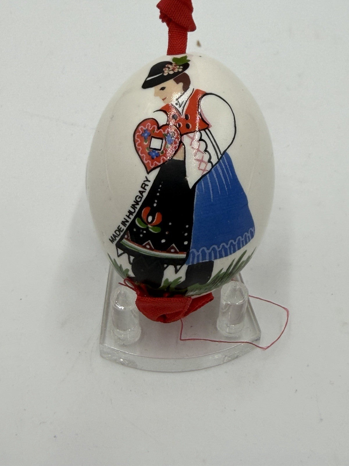 Budapest Hungary European Handpainted Ceramic Egg Christmas Ornament 3.5” 1991