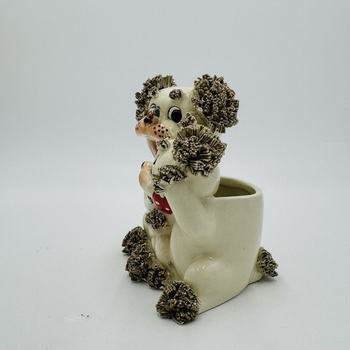 Vintage lefton Spaghetti Hair Dog planter figurine Made in Japan Ceramic 1950’