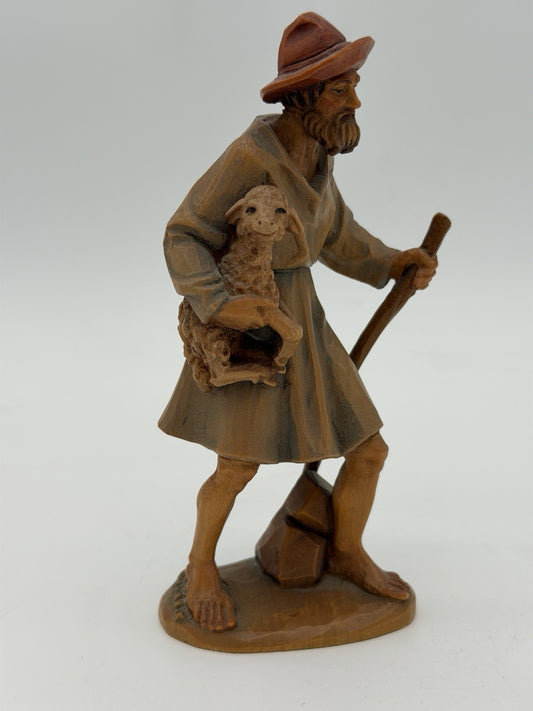 Anri Italy Folk Art Vintage Hand Carved Wood Shepherd Nativity Figurine 5.5”H