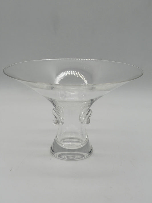 Steuben Signed Bouquet Trumpet Thumbprint Pinch Vase by George Thompson 7”x5”
