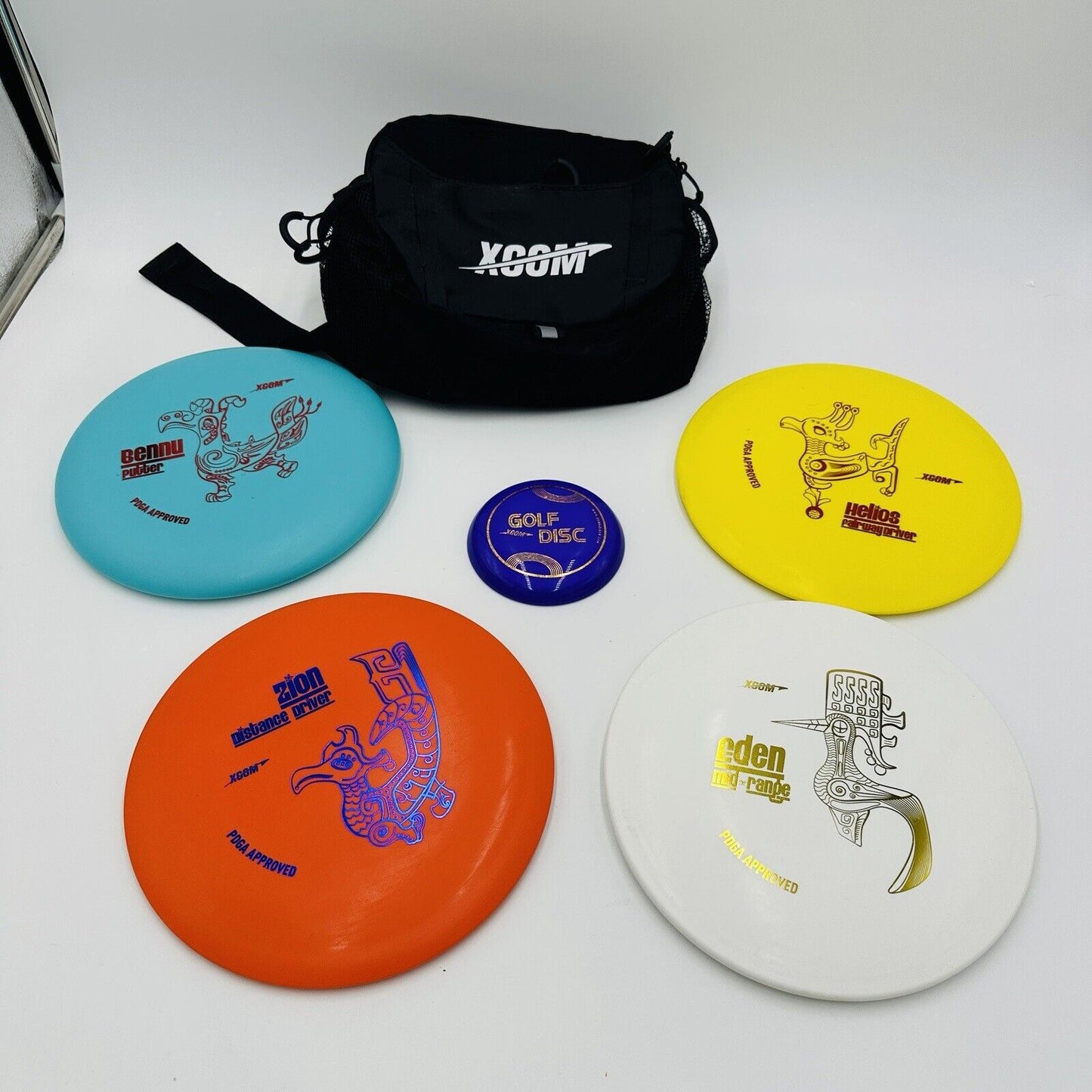 Xcom Disc Golf Beginner Starter Set with 4 Discs  Easy to Carry Bag Ultimate