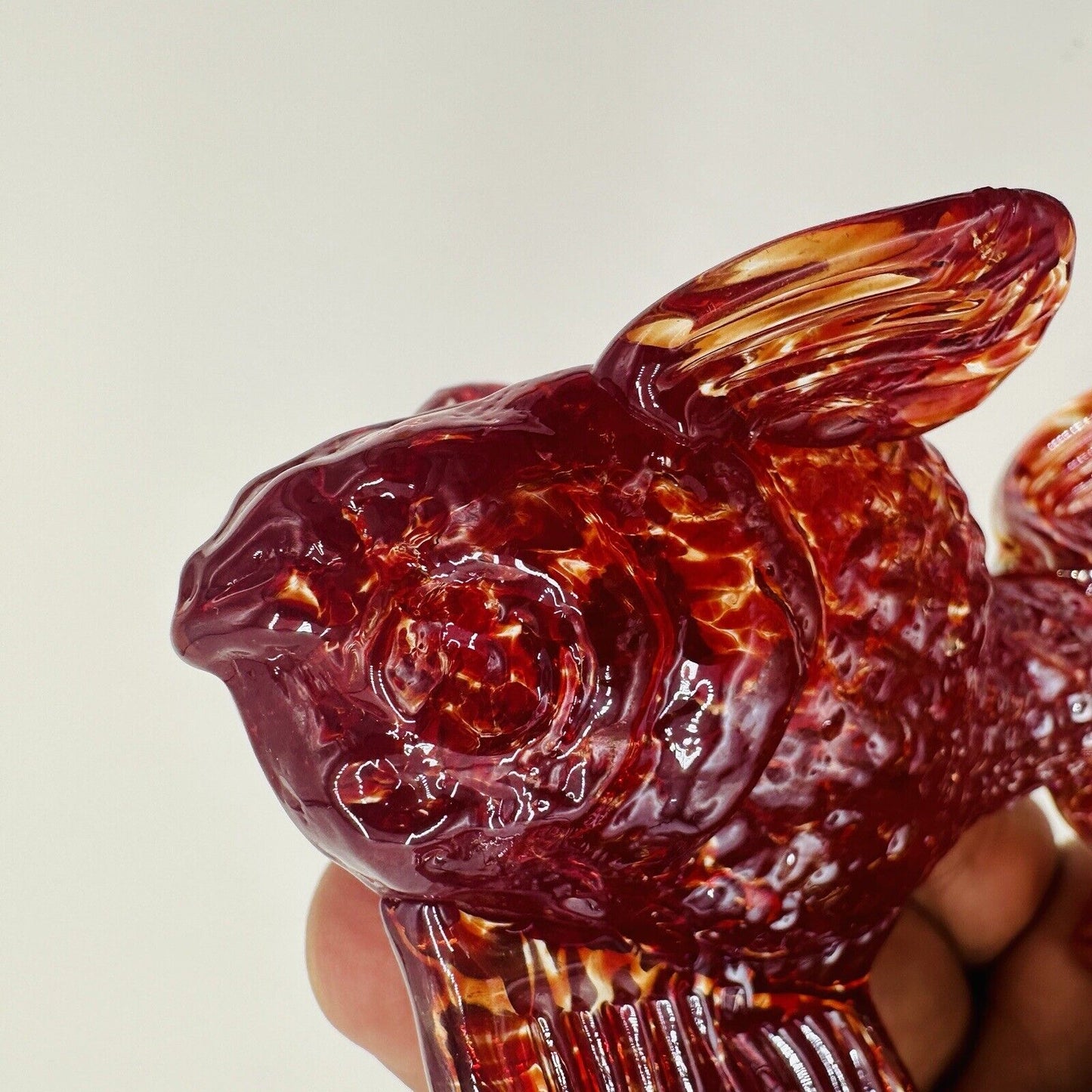 Japanese Goldfish Ryukin Figurine Blown Glass Craft Art Hand Interior Aquatic