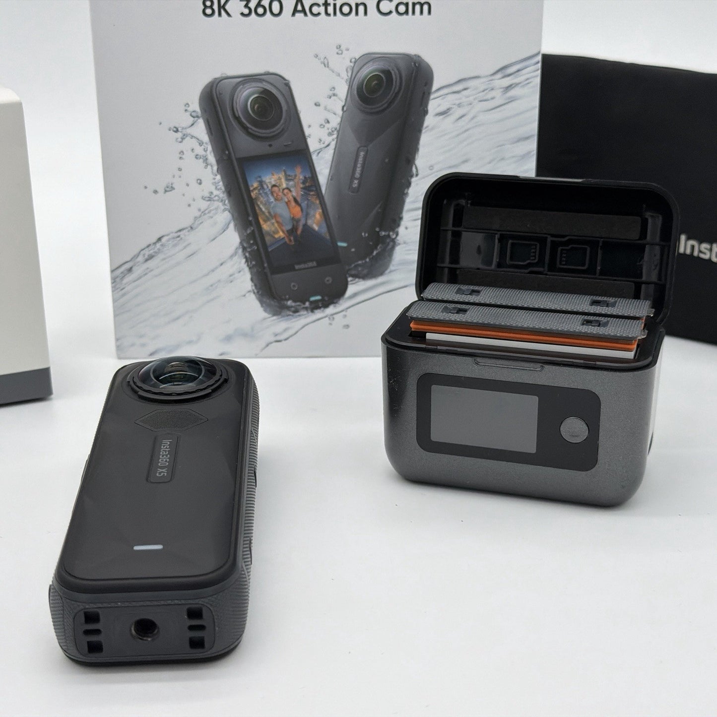 Insta360 X5 - Waterproof 8K 360 Video Action Travel Camera Extra Batteries Case