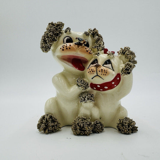 Vintage lefton Spaghetti Hair Dog planter figurine Made in Japan Ceramic 1950’