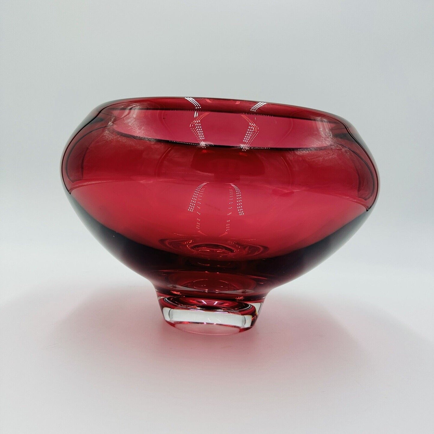 Buxton & Kutch Bowl Art Glass Signed Cranberry Slant Pier #970613 Large Rare