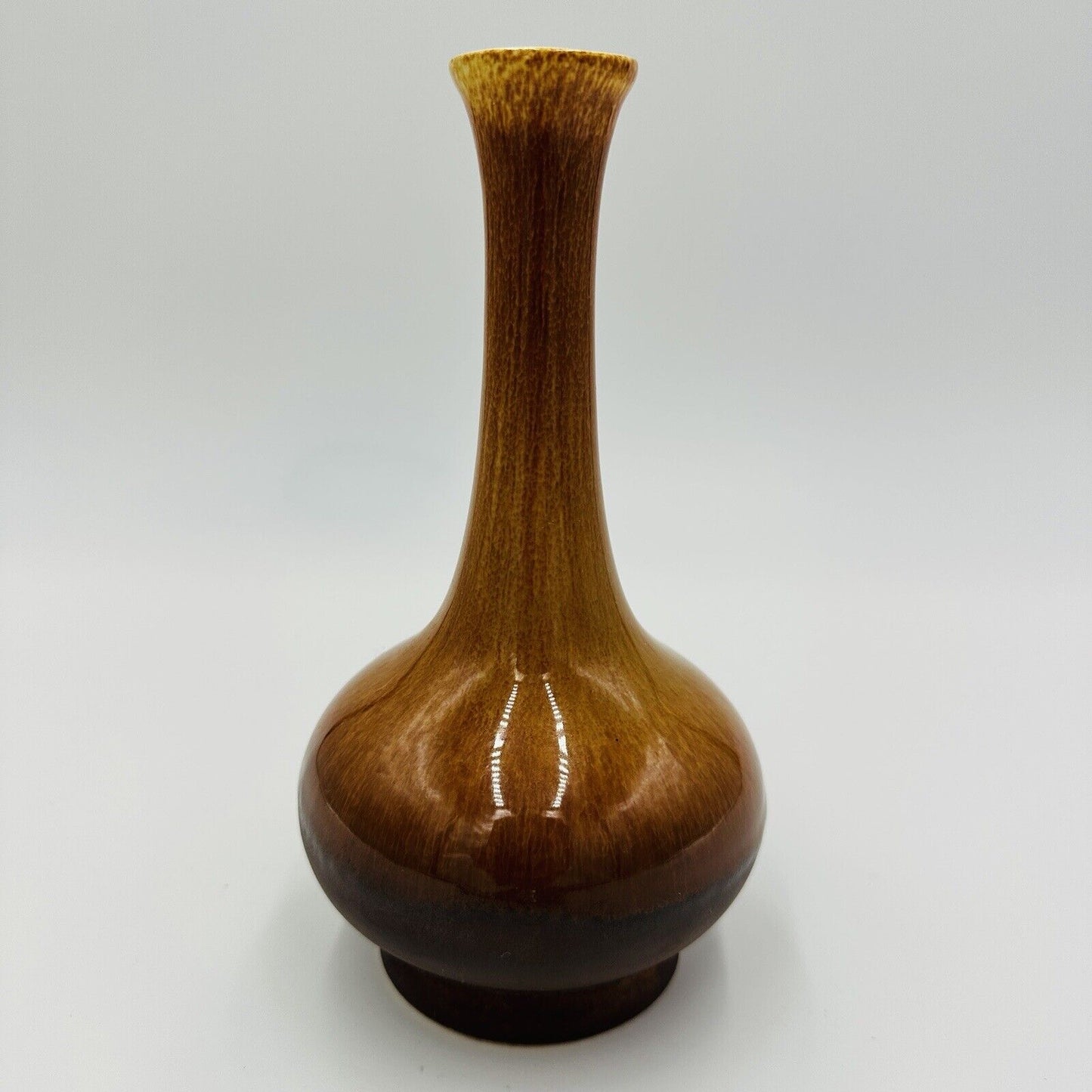 Royal Haeger Bud Vase Brown Dark Drip Glaze 7-1/4in Vtg Mid Century Modern