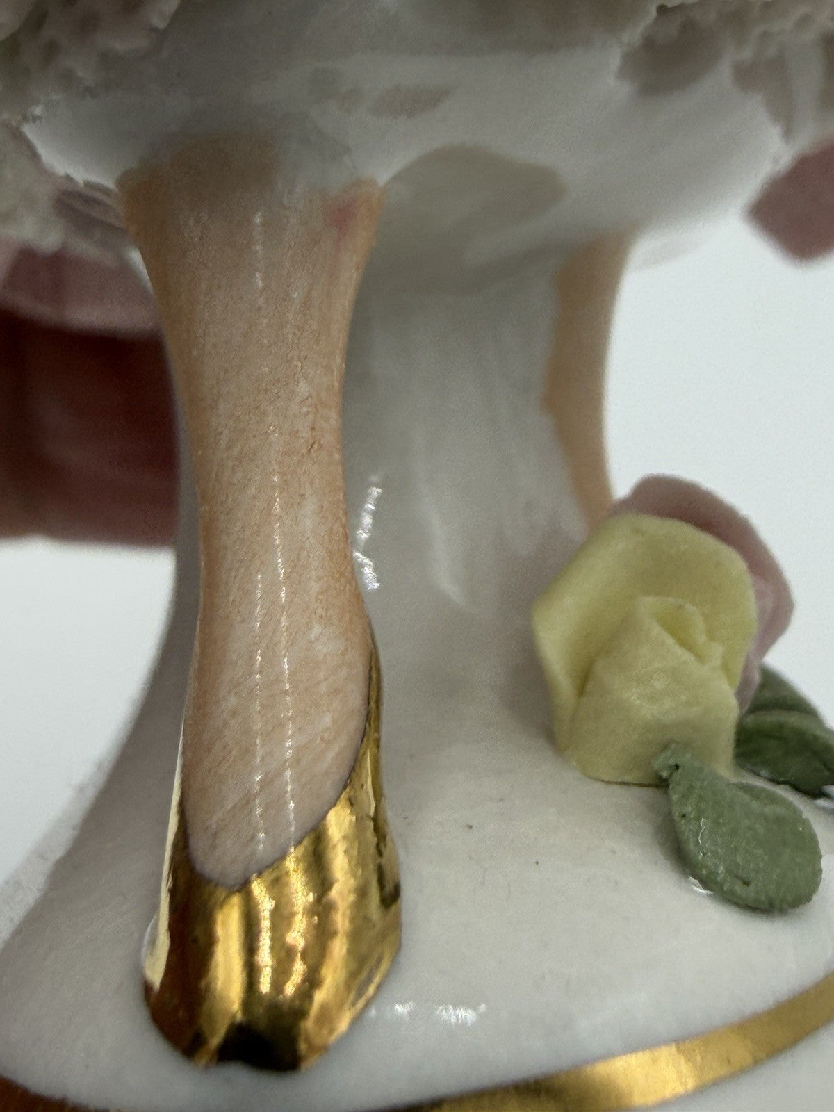 Vintage Karl Klette Dresden Porcelain Ballerina Pink Lace Dress Figurine 4”H