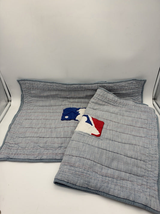 Pottery Barn Teen MLB standard Sham Set 2 Quilted Baseball Blue Limited Edition