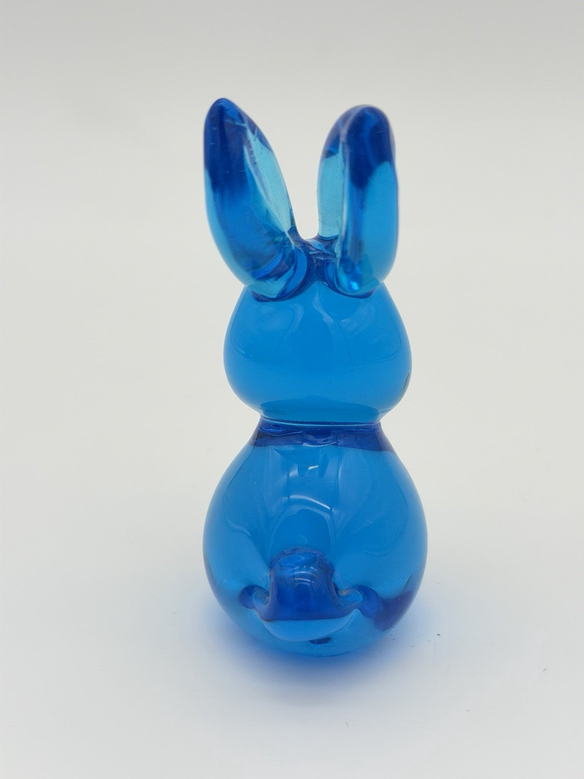 Byron Hicks Art Glass 90’ Blue Bunny Rabbit Figurine 3.5”H Rare Vintage Easter