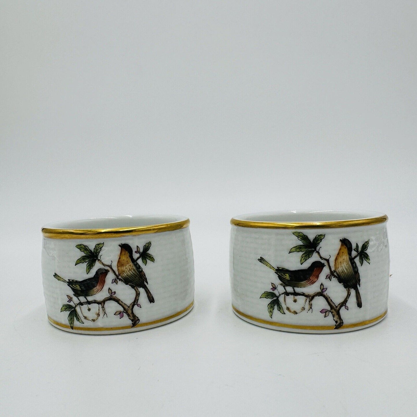 Herend Hungary Porcelain Rothschild Painted Napkin Ring Holders 2 Inch Diameter