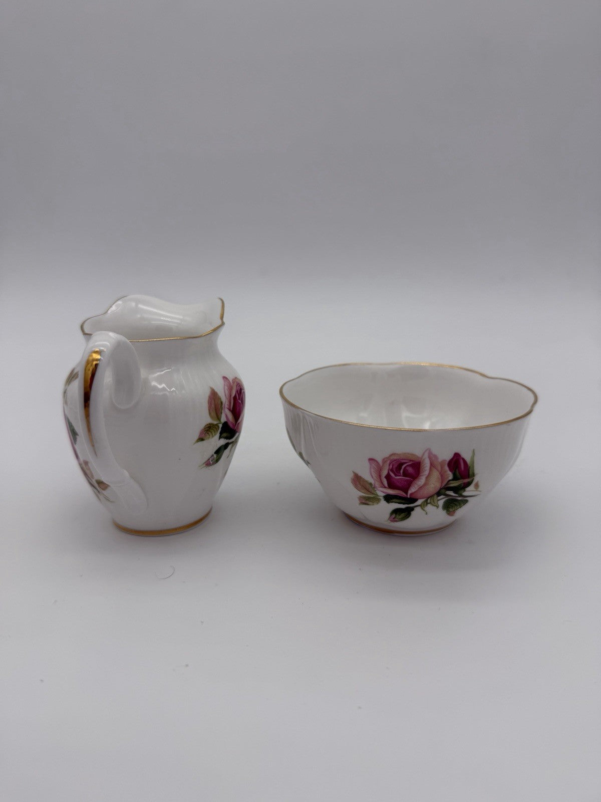 Royal Albert England Porcelain English Beauty Floral Rose Creamer & Sugar Bowl