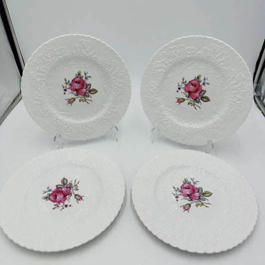 Spode Plates Brial Savoy Rose  Dinner 10in Y2862 4 Piece Set Vintage Serveware