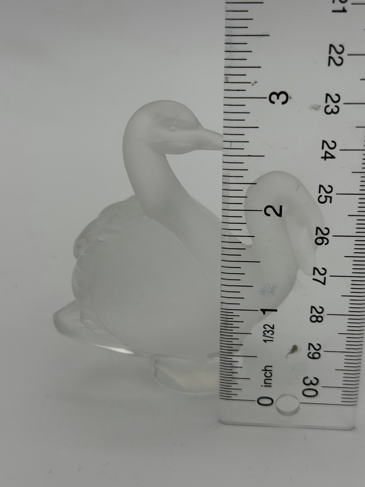 Lalique France Crystal Frosted Pair Of Swans 3” Figurine Signed Vintage French