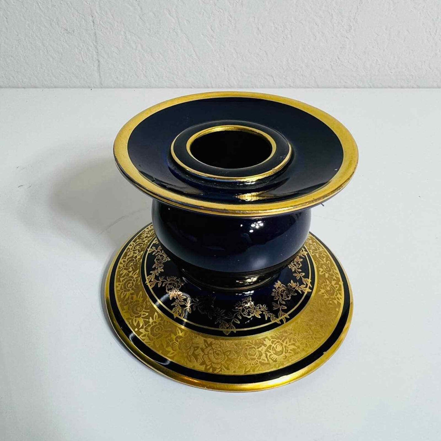 Lindner Kueps Vase Candle Holder Blue Cobalt Set Germany Home Decor Bavaria