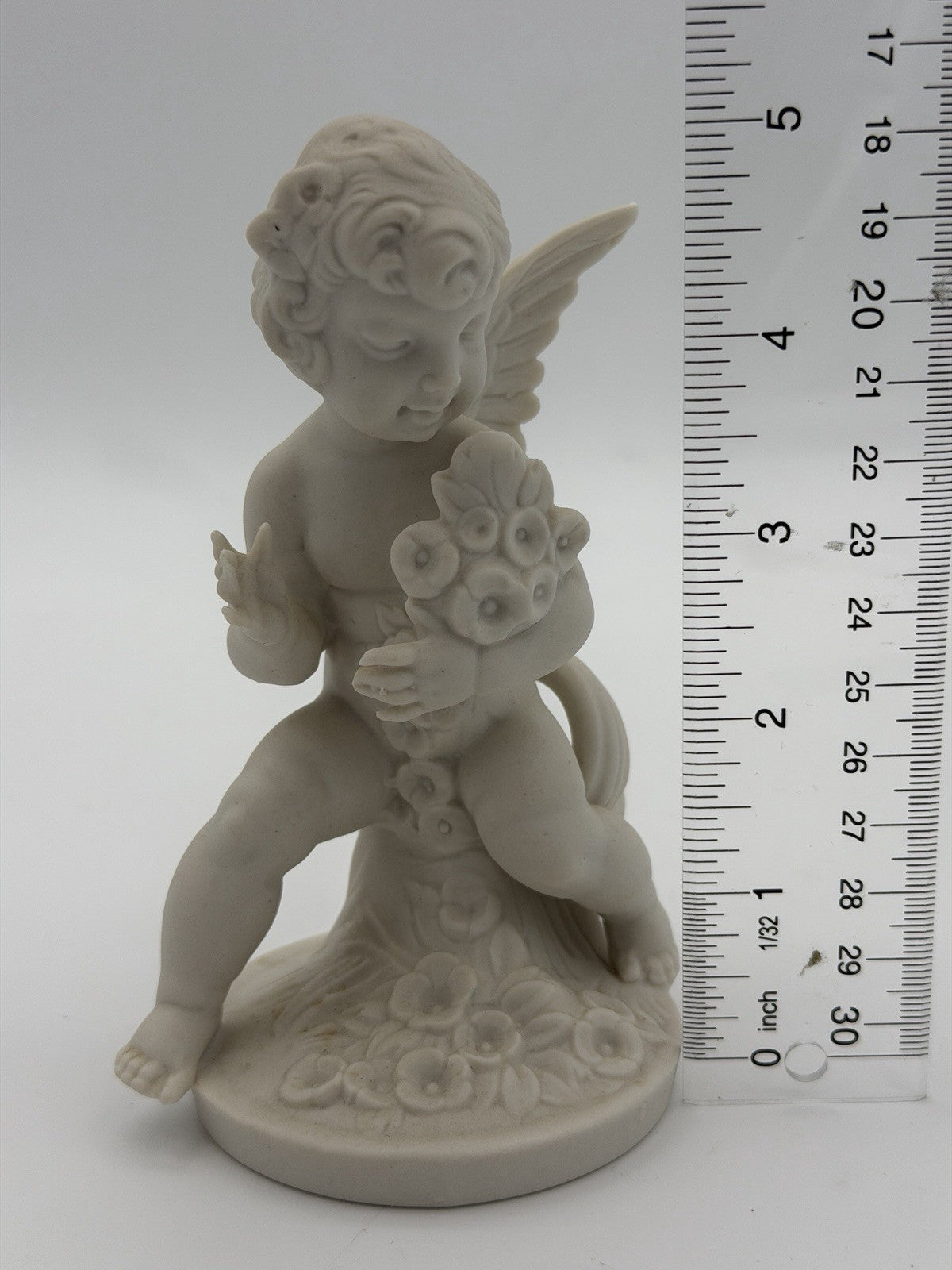Vtg Dresden Germany White Bisque Porcelain Cherub Cherub Angel SPRING Figurine 5