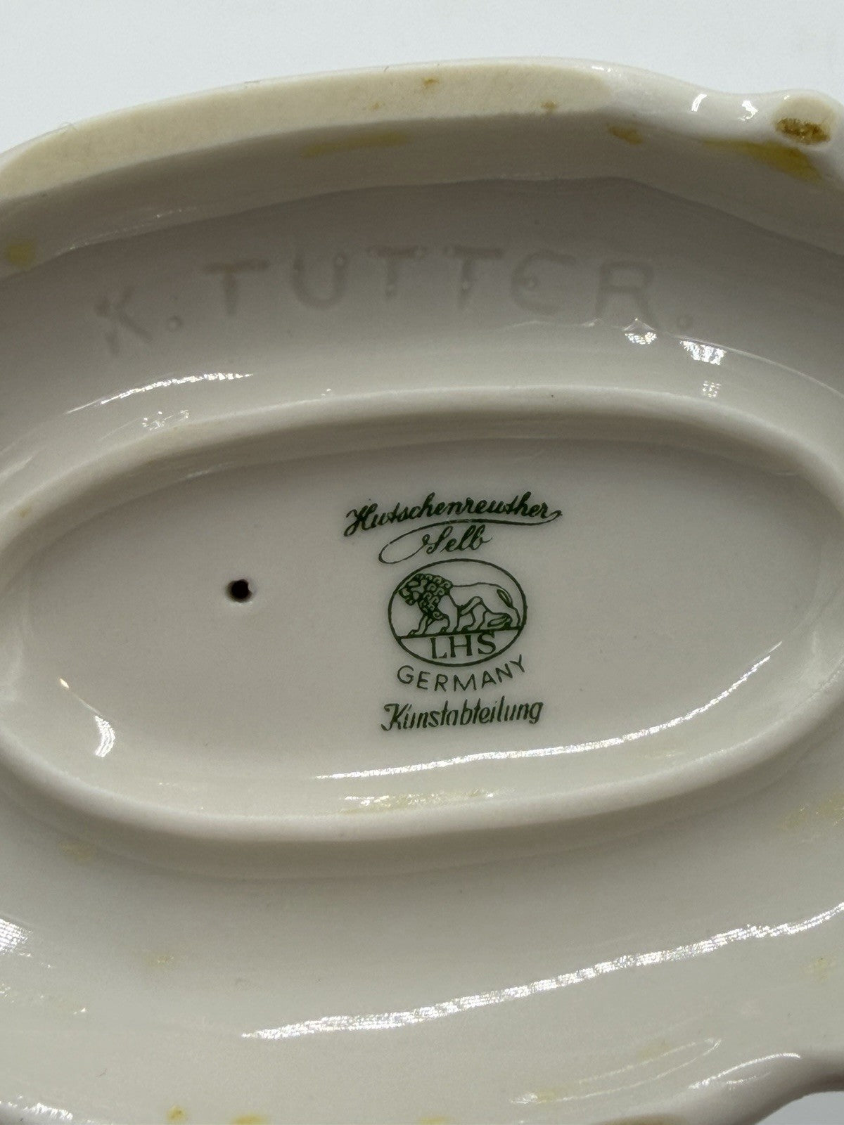 Hutschenreuther Kunstabteilung Putto w/Fawn German Porcelain Figurine Vtg 4”H