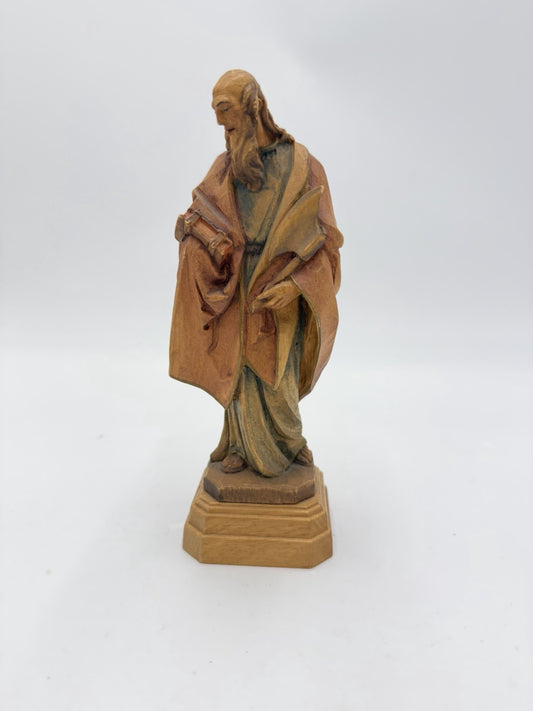 Rare Anri Italy Wood Carved St Matthew Apostle Folk Art Figurine 6.5”