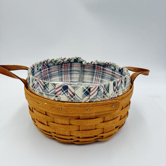 Longaberger Round Darning Basket Divided Protector Fruit Liner 1993