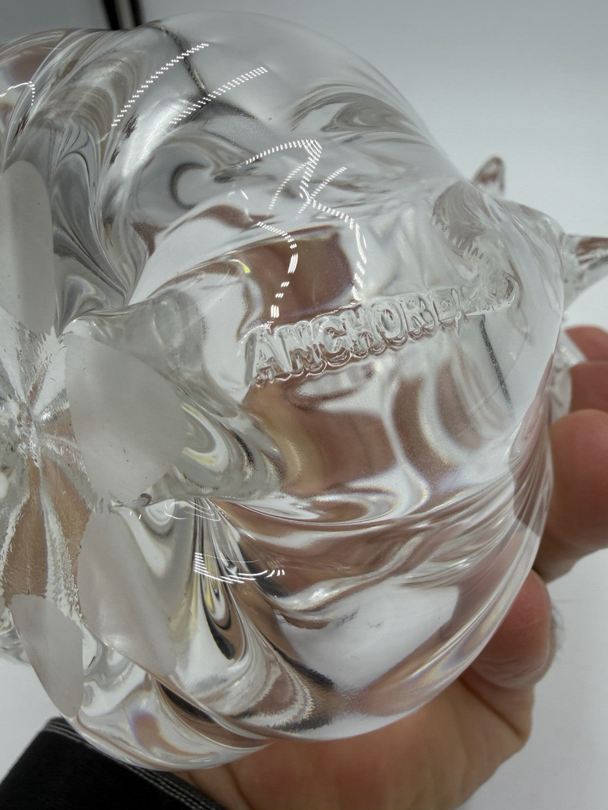 Anchor Bend Art Glass Clear Hand Blown Signed Christmas Tree 8.5" Tall Decor