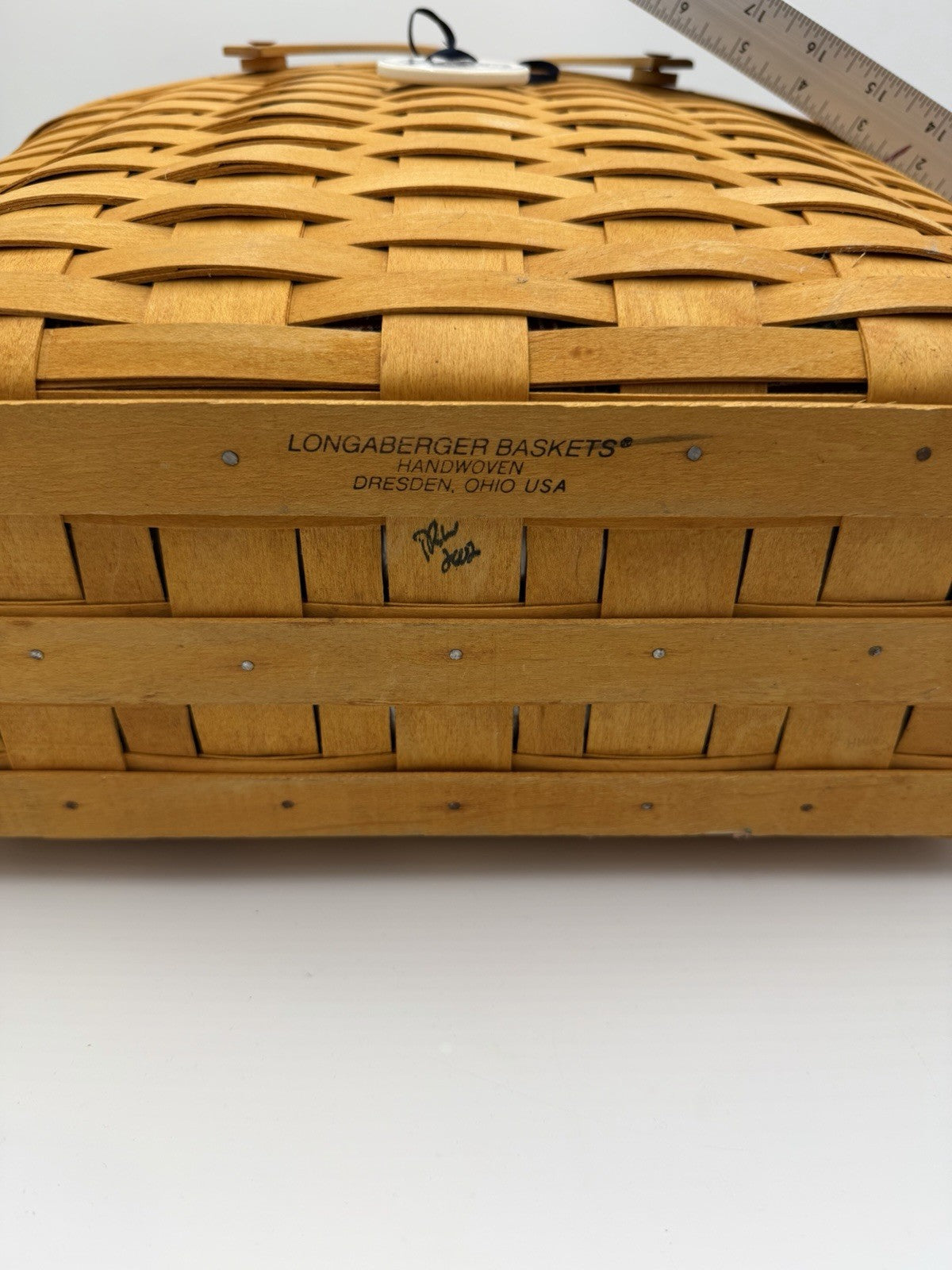 Longaberger 2001 Large American Flag Magazine Basket Protector Linen