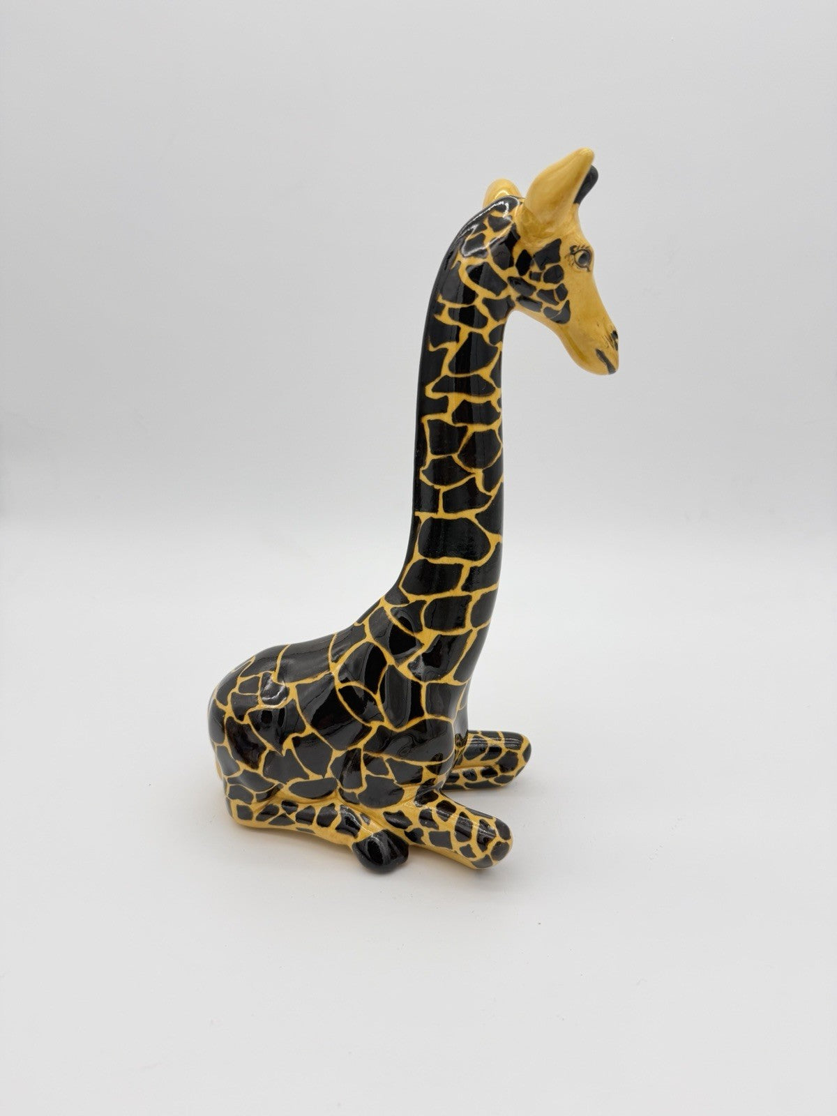 Studio Art Pottery Ceramic Giraffe Painted 10” Sculpture Signed Vintage Rare
