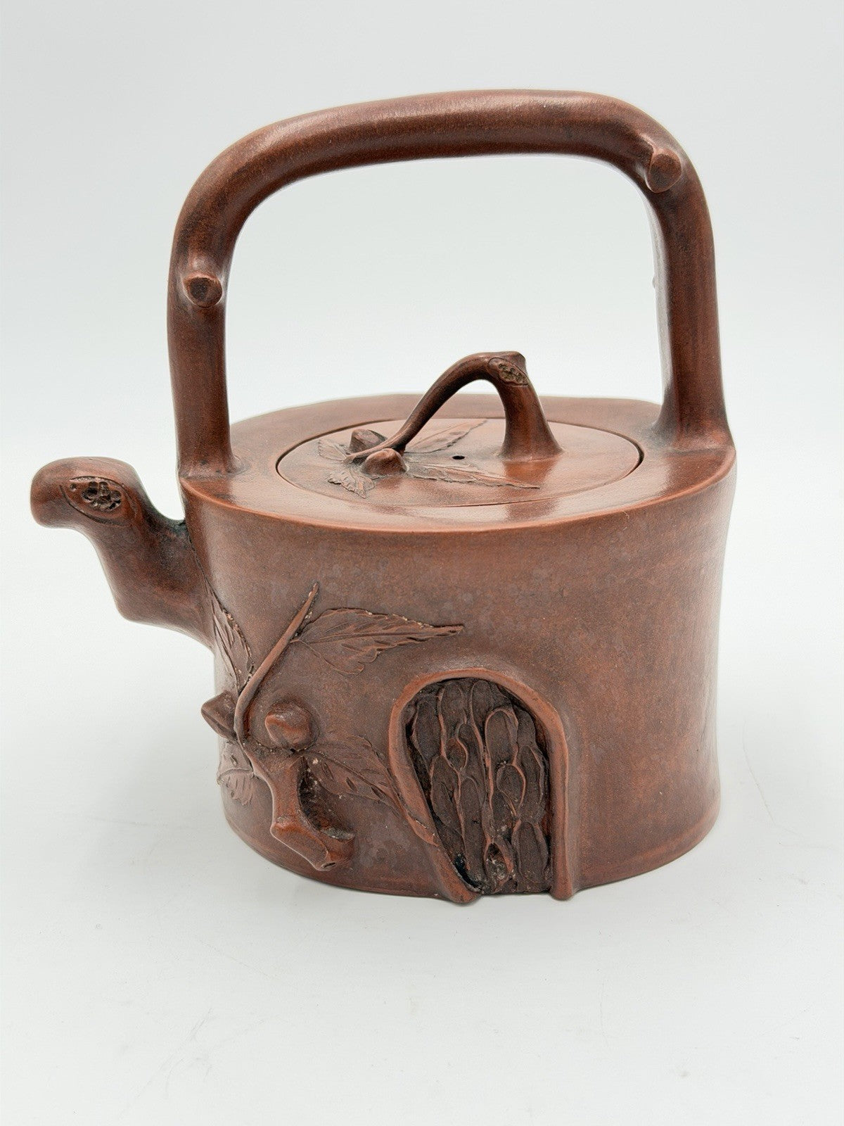 Rare Chinese Yixing Zisha Art Pottery clay teapot branch handle Vintage