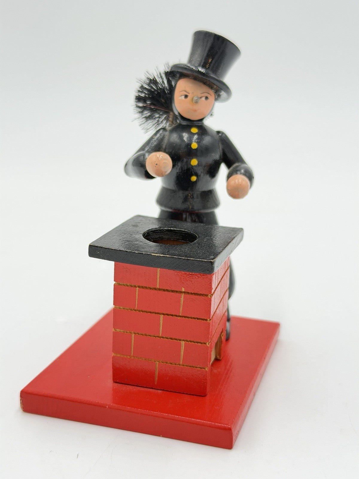 vintage Erzgebirge German wooden incense smoker chimney sweeper Folk Art 4”H