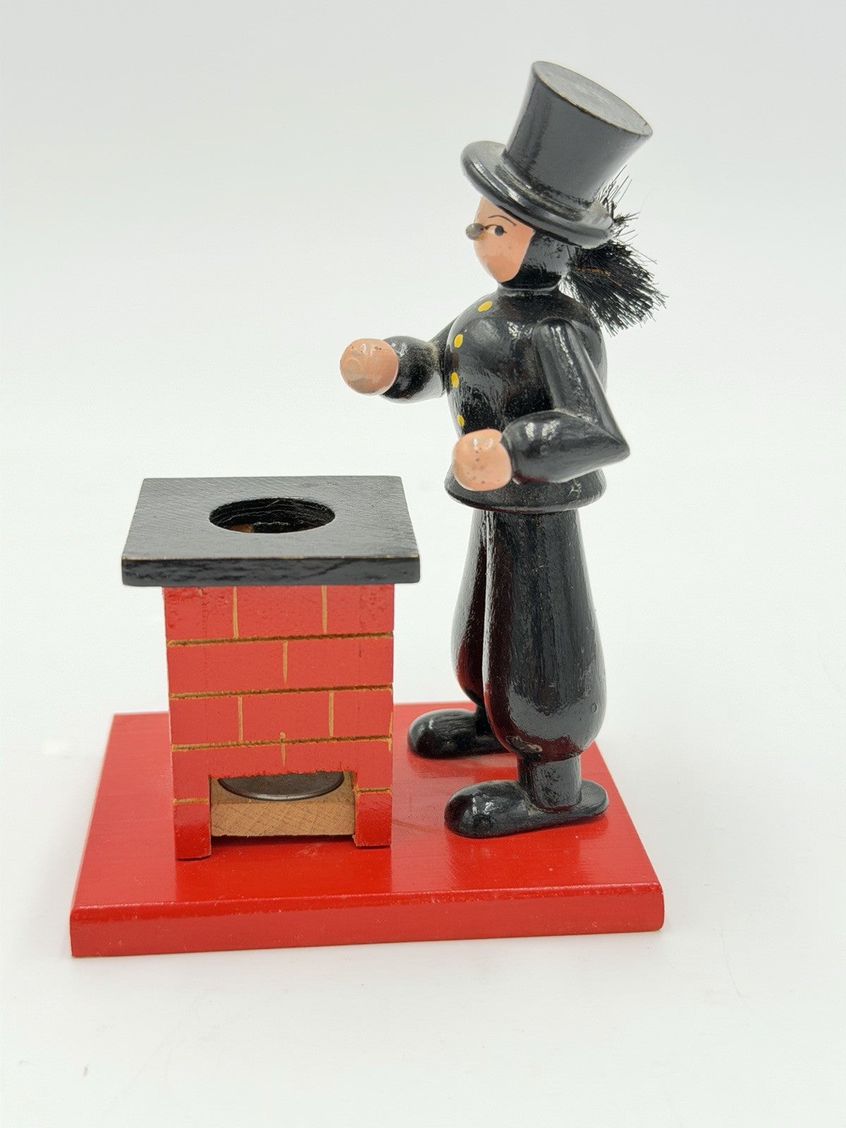vintage Erzgebirge German wooden incense smoker chimney sweeper Folk Art 4”H